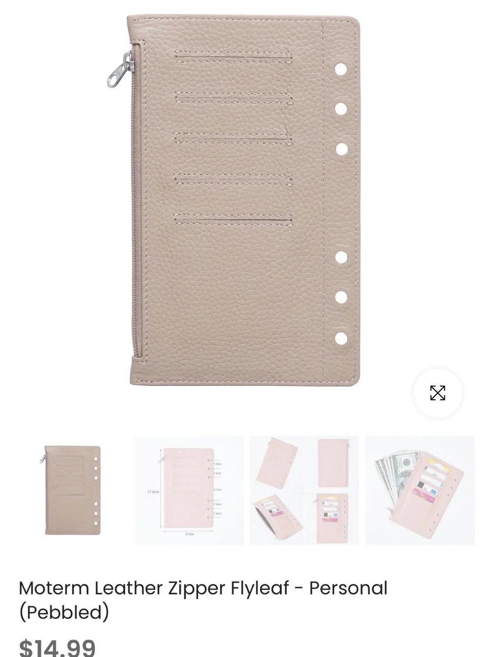 3 new Zip Closure personal size Planner flyleaf in Burgundy